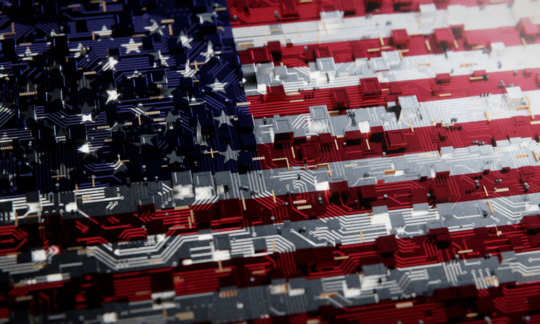 3d rendered digital US flag